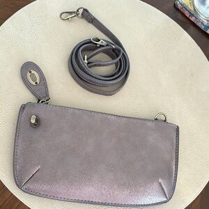 Joy Susan Shimmering Gray Wristlet Clutch